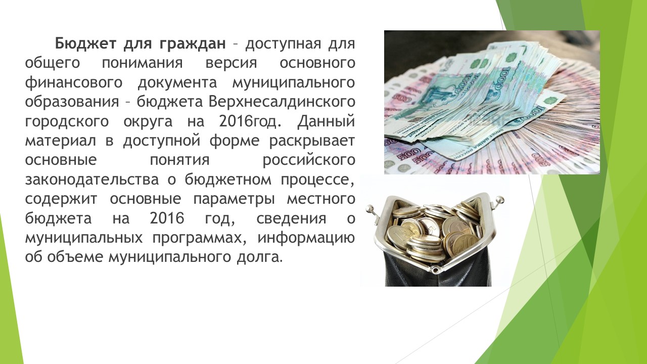 Творческий проект бюджет для граждан Бюджет для граждан на 2016 год, утвержденный решением Думы городского округа от 